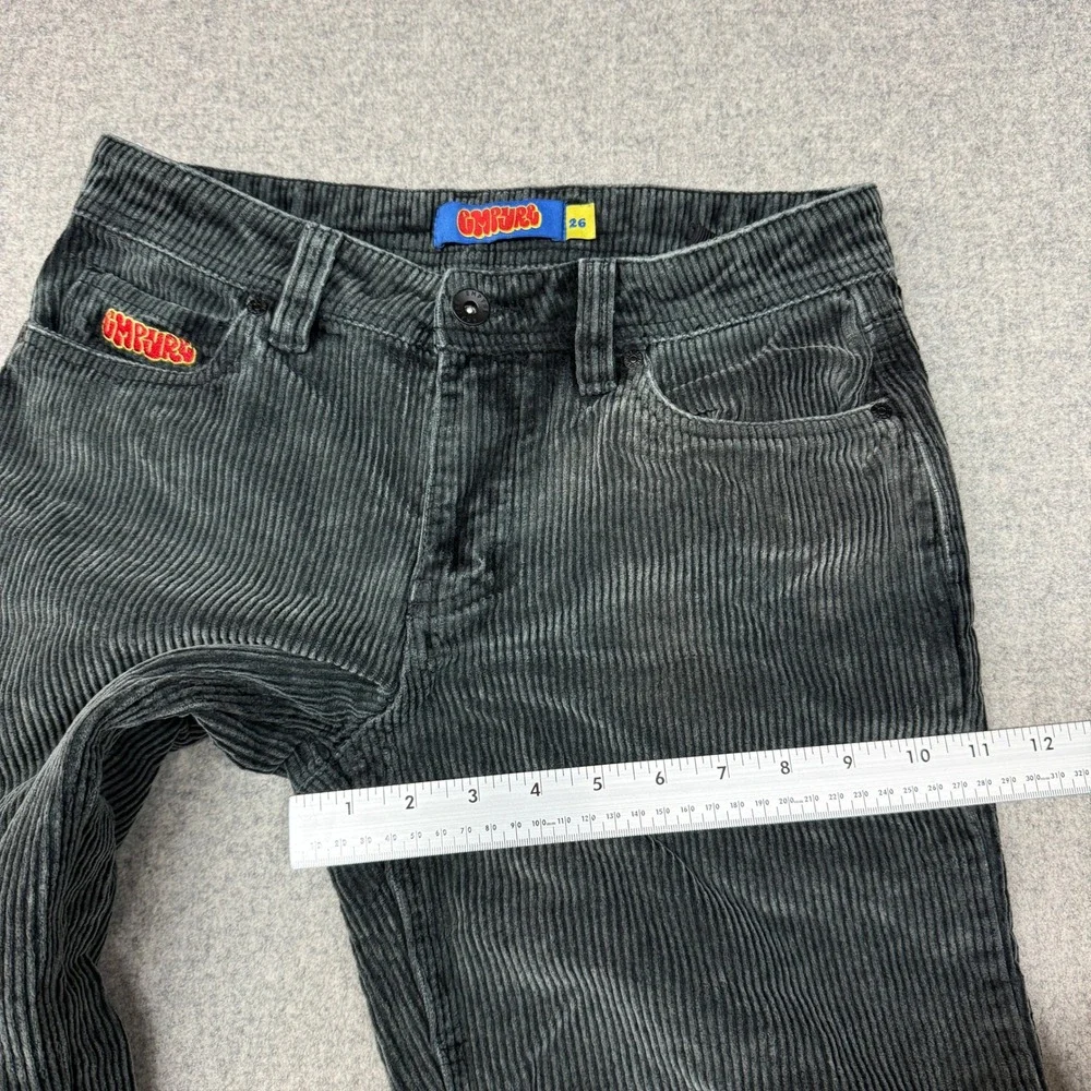 Empyre Corduroy Pants Size 26 Charcoal Grey Wide Wale Straight Leg Skate Street